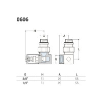 Вентиль SR Rubinetterie 3-осевой, правый Esedrsa 1/2, никель матовый 0606-1500NS00