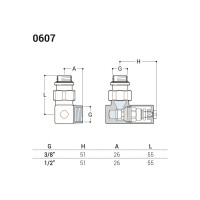 Вентиль SR Rubinetterie 3-осевой, левый Esedrsa 1/2, никель матовый 0607-1500NS00