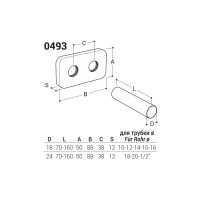 Маскировочный комплект SR Rubinetterie L160 x Ø18-20-1/2, с прямоугольным глубоким отражателем 0493-1500V16S