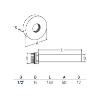 Комплект трубок SR Rubinetterie 15х1,0 с наружной резьбой, 1/2х15, с круглыми отражателем, белый A491-1500VE15