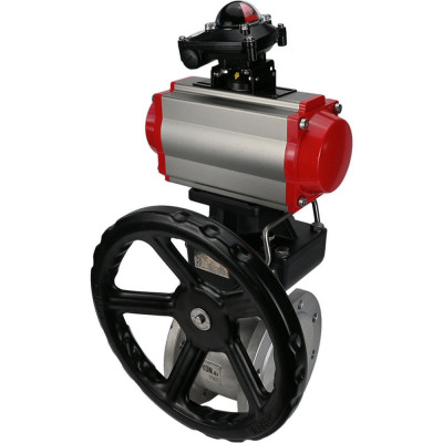 Шаровой кран DN.ru КШФП.316.200 Ду150 Ру16 с пневмоприводом, пневмораспределителем, БКВ, дублером D160-00072