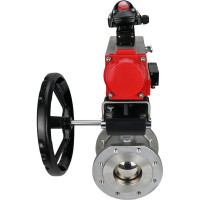 Шаровой кран DN.ru КШмФП.316.200 Ду65 Ру16 пневмопривод, пневмораспред, БКВ, дублёр D160-01888