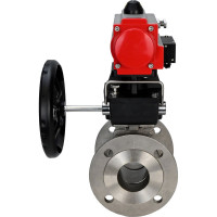 Шаровой кран DN.ru КШФП.316.200 Ду150 Ру16 с пневмоприводом, пневмораспределителем, дублером D160-01605