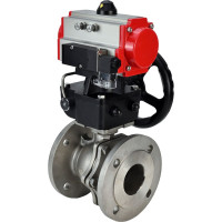 Шаровой кран DN.ru КШФП.316.200 Ду150 Ру16 с пневмоприводом, пневмораспределителем, дублером D160-01605