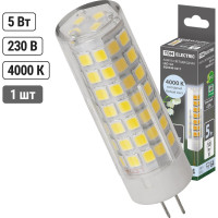 Светодиодная лампа TDM ELECTRIC G4-5 Вт-230 В-4000 К, SMD, 16x55 мм SQ0340-0217