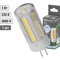 Светодиодная лампа TDM ELECTRIC G4-3 Вт-230 В-4000 К, SMD, 16x43 мм SQ0340-0211