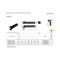 Резец проходной с мех. креп. шестигранной пл-ны 25 х 25 х 150 PWLNR 2525 M08 Русский Инструмент ri.152.249