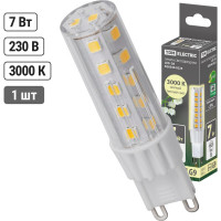 Светодиодная лампа TDM ELECTRIC G9-7 Вт-230 В-3000 К, SMD, 17,5x65,5 мм SQ0340-0225