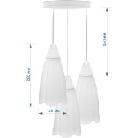 Светильник Apeyron декор, подвесной, Брауэр, пластик, 3хЕ27 15Вт, 220В, белый, шнур белый/ 16-23
