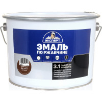 Эмаль ЭКСПЕРТ по ржавчине 3 в 1 полуматовая, коричневый RAL 8017, 10 кг 28333