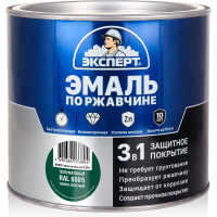 Эмаль ЭКСПЕРТ по ржавчине 3 в 1 полуматовая, темно-зеленый RAL 6005, 1.8 кг 28265