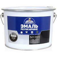 Эмаль Эксперт по ржавчине 3 в 1 полуматовая, черный RAL 9005, 10 кг 28336