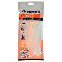 Нейлоновый хомут для стяжки ЕРМАК 3,6х150 мм, белый, 100 шт. 669-143