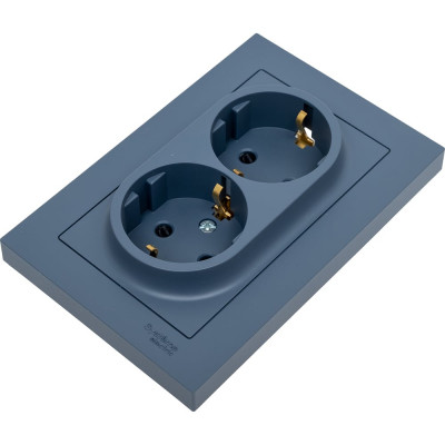 Розетка Systeme Electric AtlasDesign Грифель с/з двойная, со шторками, 16А, в сборе SE ATN000726