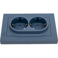 Розетка Systeme Electric AtlasDesign Грифель с/з двойная, со шторками, 16А, в сборе SE ATN000726