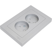 Розетка Systeme Electric AtlasDesign Алюминий б/з двойная, со шторками,16А, в сборе SE ATN000322