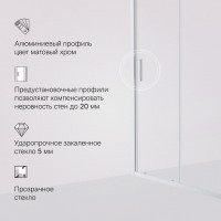 Душевая дверь AM.P Gem Solo 110x195, стекло прозрачное, профиль матовый хром W90G-110-1-195MT
