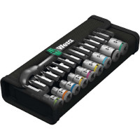 Набор с трещоткой с реверсом WERA, привод  1/4" метрический 28 предметов WE-004018