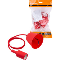 Пластиковый патрон TDM Е27 с подвесом 1 м, красный SQ0335-0063