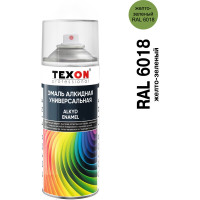 Универсальная алкидная эмаль Texon (желто-зеленый RAL 6018; аэрозоль; 520 мл) ТХ184927