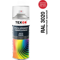 Универсальная алкидная эмаль Texon (транспортный красный RAL 3020; аэрозоль; 520 мл) ТХ185009
