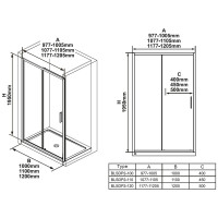 Душевая дверь Ravak Blix Slim BLSDP2-110 черный+Transparent X0PMD0300Z1