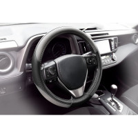 Оплетка KRAFT эко-кожа с текстурой карбоновых вставок, размер M, 38 см, черно-серая KT 800347