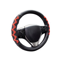 Оплетка KRAFT эко-кожа с резиновыми вставками, размер M, 38 см, черно-красная KT 800353