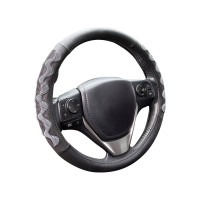 Оплетка KRAFT эко-кожа с резиновыми вставками, размер M, 38 см, черно-серая KT 800352