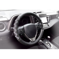 Оплетка KRAFT эко-кожа с резиновыми вставками, размер M, 38 см, черно-серая KT 800352