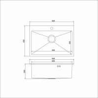 Настольная мойка MIXLINE PRO 65x45, 3 мм, выпуск 3 1/2, 22 см, с сифоном, сатин 547237