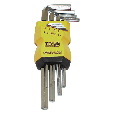 Набор ключей CNIC шестигранных из 9шт 1,5;2;2,5;3;4;5;6;8;10мм на клипсе СrV никель 66466