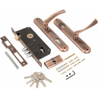 Врезной замок АЛЛЮР 0203 AC (старая медь; с ручками) 1015