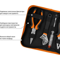 Слесарный набор TDM ELECTRIC Гранит №1, 6 предметов, тканевый чехол SQ1014-0201