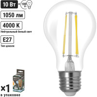 Лампа светодиодная E27 "Филамент" А60-10 Вт-230 В-4000 К TDM ELECTRIC SQ0340-0274