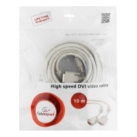 Кабель Cablexpert DVI-D dual link 25M/25M, экран, феррит.кольца, медь, 10м, серый, пакет, CC-DVI2-10M