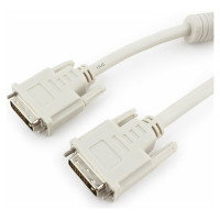 Кабель Cablexpert DVI-D dual link 25M/25M, экран, феррит.кольца, медь, 10м, серый, пакет, CC-DVI2-10M