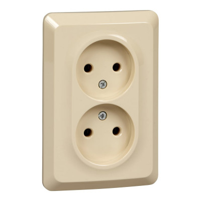 Розетка Systeme Electric Этюд Крем 2-ая без заземления, без шторок 16А 250B SE PC16-105K