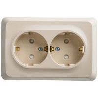 Розетка Systeme Electric Этюд Крем 2-ая с заземлением, со шторками 16А 250B SE PC16-108K