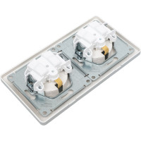 Розетка Systeme Electric Glossa Алюминий 2-ая с/з, со шторками, в сборе, IP44 SE GSL000347