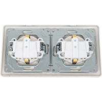 Розетка Systeme Electric Glossa Алюминий 2-ая с/з, со шторками, в сборе, IP44 SE GSL000347