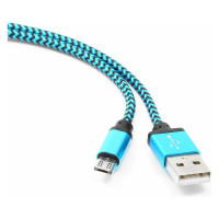 Кабель Cablexpert USB 2.0 AM/microBM 5P 1м нейлоновая оплетка, алюминиевые разъемы, синий CC-mUSB2bl1m