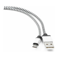 Кабель Cablexpert USB 2.0 AM/microBM 5P 1м нейлоновая оплетка, алюминиевые разъемы, серебро CC-mUSB2sr1m