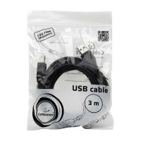 Кабель Cablexpert USB 2.0 Pro, AM/BM, 3м, экран, 2 ферритовых кольца, черный, CCF2-USB2-AMBM-10