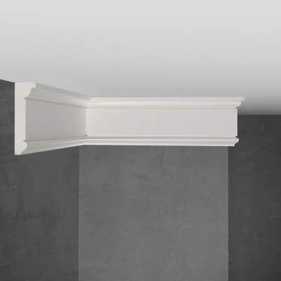 Потолочный карниз Stenopol подходит к натяжным потолкам, 60х17х2000 мм под покраску C7228