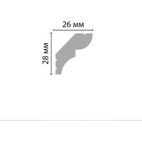 Потолочный карниз Stenopol 28х26х2000 мм под покраску C708