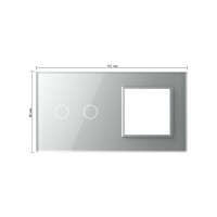 Панель для сенсорного выключателя и розетки LIVOLO 2 клавиши, цвет серый, стекло BB-C7-C2/SR-15