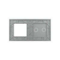 Панель для сенсорного выключателя и розетки LIVOLO 2 клавиши, цвет серый, стекло BB-C7-C2/SR-15
