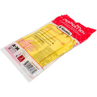 Хозяйственные латексные перчатки Komfi с х/б напылением, XL, желтые 126937