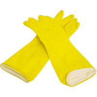 Хозяйственные латексные перчатки Komfi с х/б напылением, S, желтые 126934